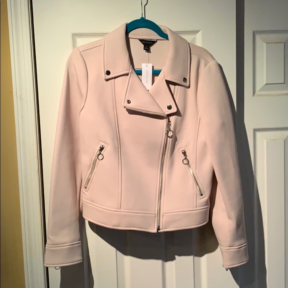 Ann Taylor Pale Pink Moto Jacket Size 12